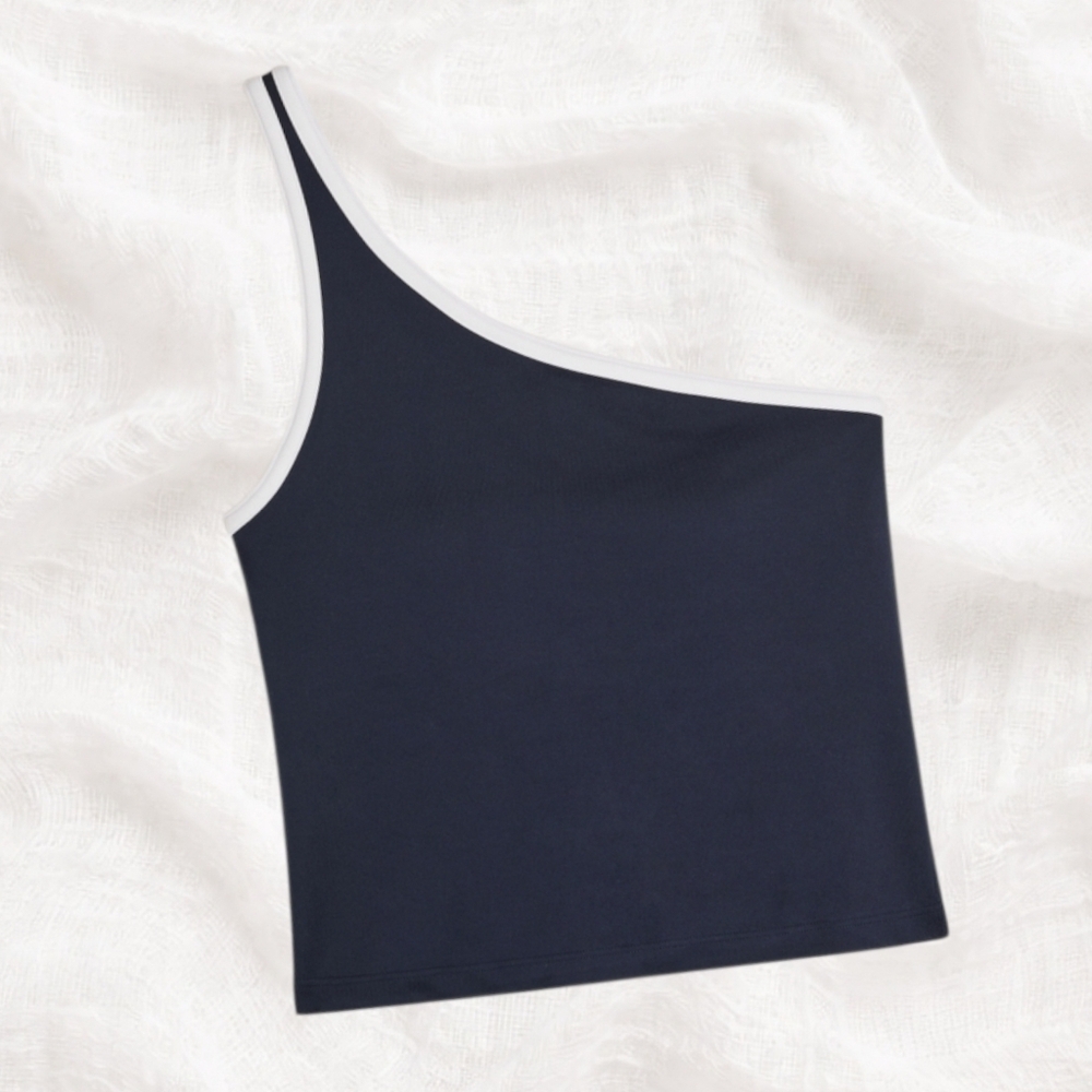 Gilly Hicks One-Shoulder Asymmetrical Tank with Built-In Bra - Very Preppy & Y2K - Picture 2 of 9